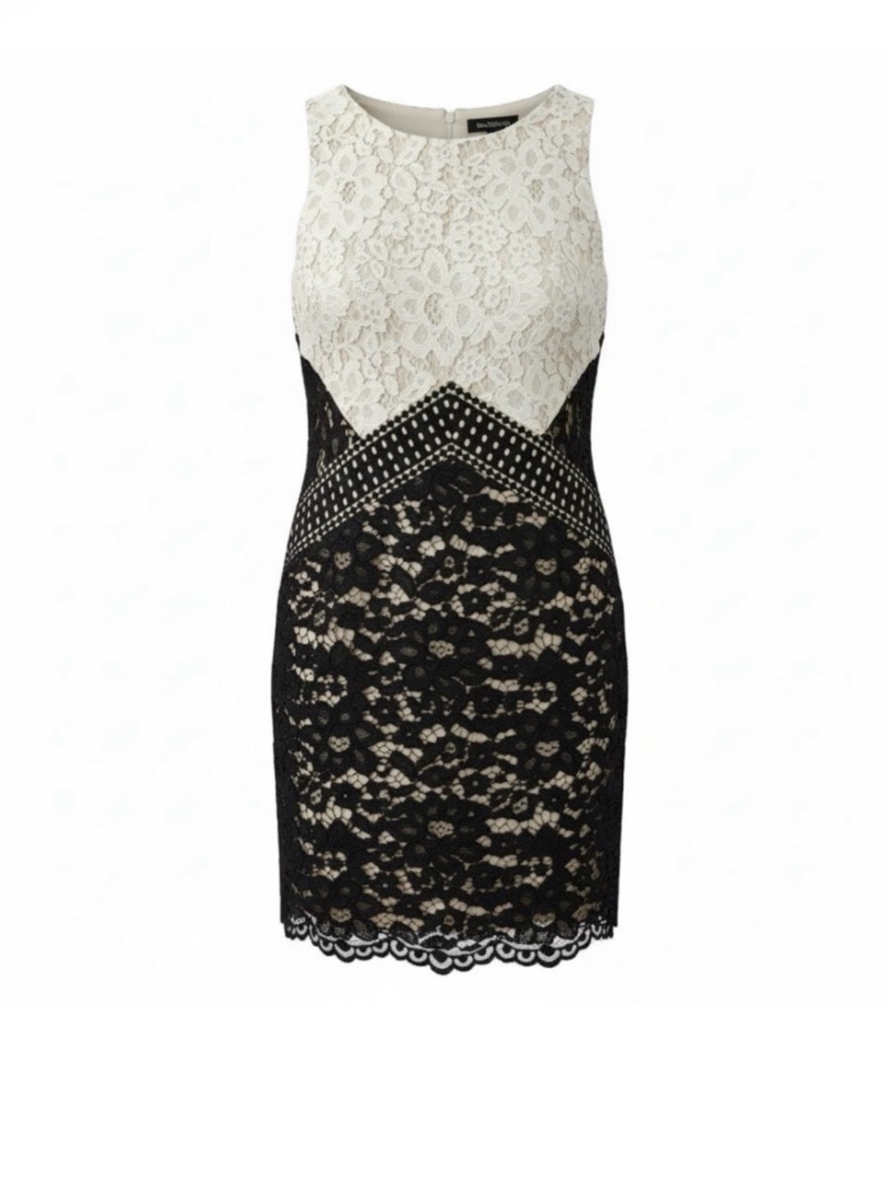 Vince Camuto Sleeveless Black and White Lace Sheath Dress size 8 B123